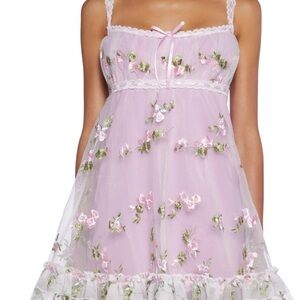 Floral Embroidered Purple and pink dress